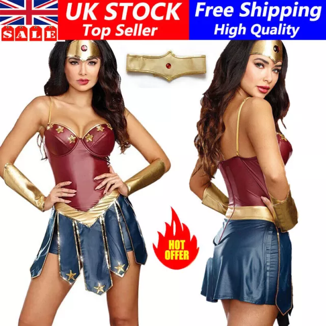 Adult Halloween Wonder Woman Costume Marvel Superhero Diana Fancy Dress Outfit