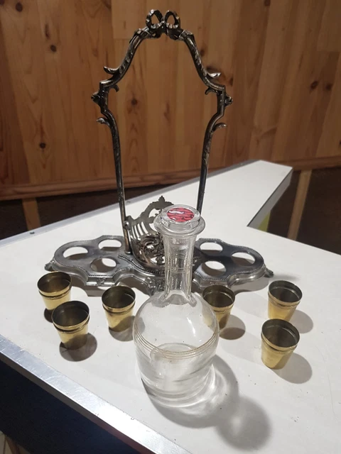 SERVICE A LIQUEUR Ancien En Verre Émaillé EUR 28,00 - FR