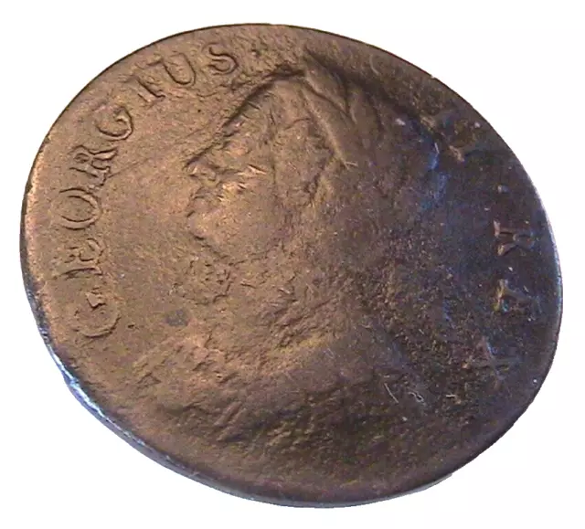 1742 Great Britain George II Half Penny Ch F+ Orig British Copper 1/2P  km579.1