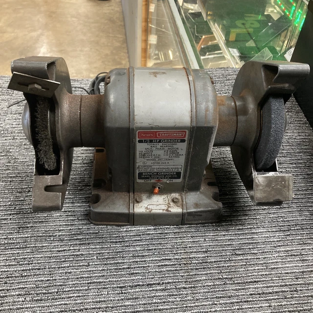 VINTAGE CRAFTSMAN 1/3 HP Bench Grinder w/ 5 Grinding Wheels Model 397