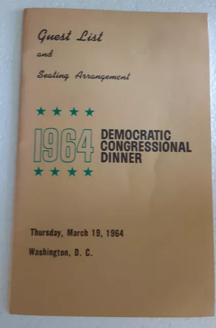 1964 Democratic Congressional Dinner Guest List And Seating Arrangement