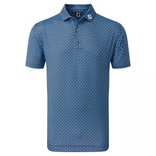 Footjoy Herren Golf Polo Shirt "Half Moon Geo" Blau Gr M UVP 99,-€