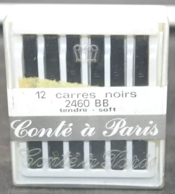 Lápiz de tiza vintage Conte a Paris 12 carros negros 2460 BB NUEVO SELLADO DEL PAQUETE