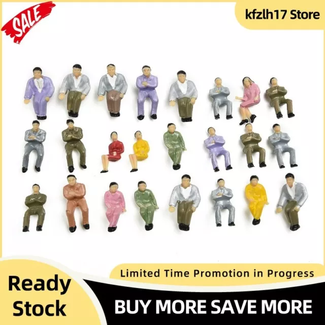 50Pcs Seated Painted Model People Figures Railway Sitting Passengers 1:50 Scale