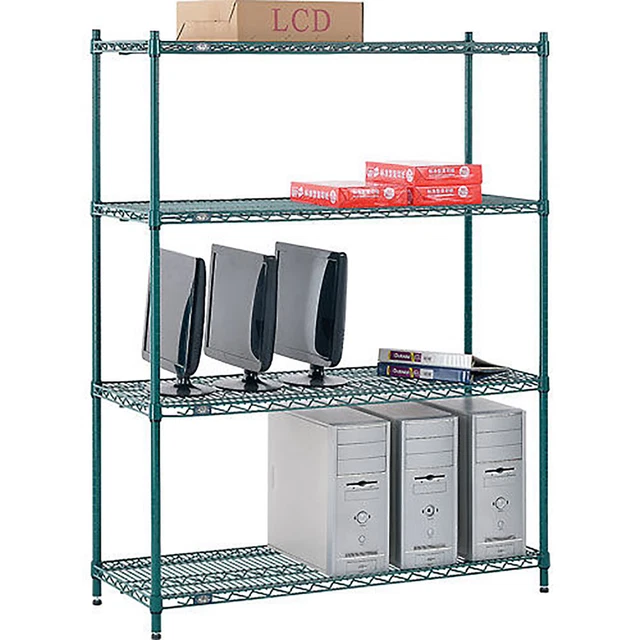 Nexel 4 Tier Wire Shelving Starter 48W" x 12"D x 63"H Green Epoxy Finish