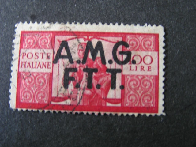 *Italy, Trieste, Scott # 14,100L Value Carmine Lake Amg F.t.t. Ovpt Issue Used