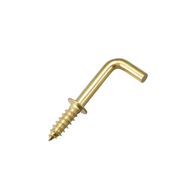 1" Screw Eye Hooks Self Tapping Screw-in Hanger Hooks with Plate Golden 50pcs