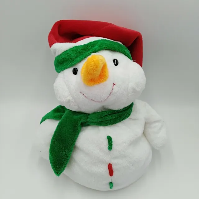 Ty Pluffies Icebox Snowman White Plush Green Scarf TyLux 11 Inches Toy 2004
