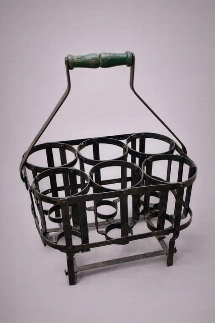 Ancien Casier à Bouteilles De Bistrot - Porte 6 Bouteilles - Bois Et Zinc - Avec Poignée - Déco Cave