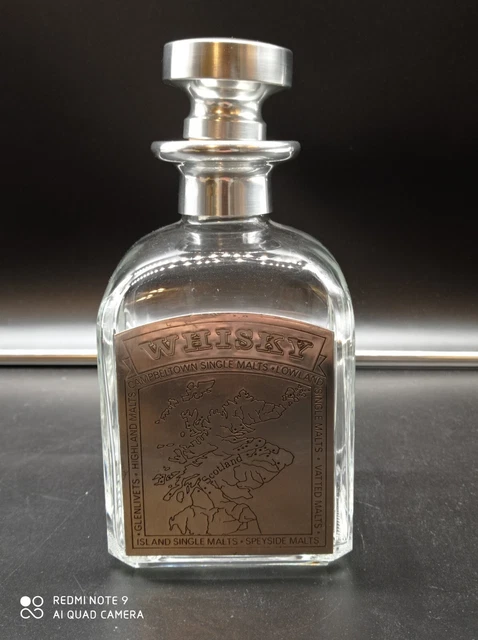 Carafe à Whisky En Verre Et étain - Du Manoir - Vintage