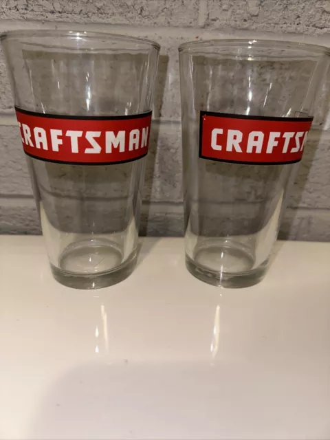 Set of 2 Craftsman Tools Drinking Glasses Barware Tumblers 12oz Great Condition