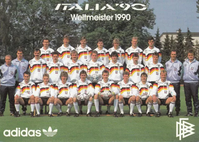 Fußball Autogrammkarte Weltmeister 1990 National-Mannschaft - gedruckt!