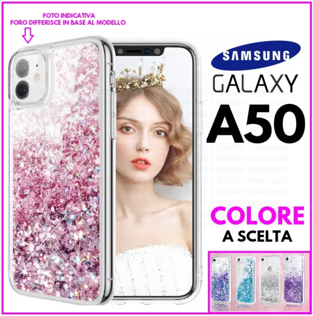 Cover Glitter Per Samsung Galaxy A50 Custodia Morbida Silicone Brillantini Rosa