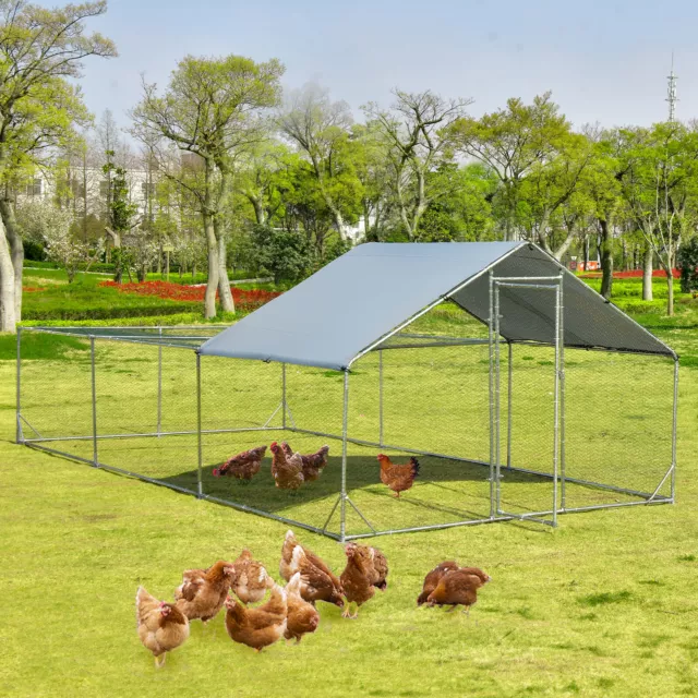 Large Metal Chicken Coop Hen Rabbit Walk-in Poultry Cage for Farm Backyard