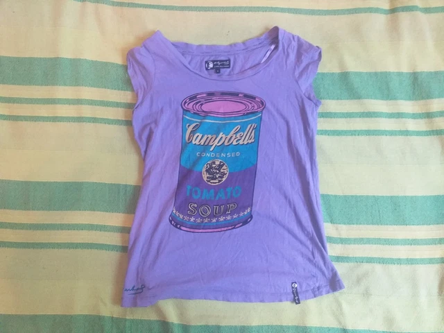 Andy Warhol by Pepe Jeans T-Shirt Campbell Tomato Soup Design Purple New Rare