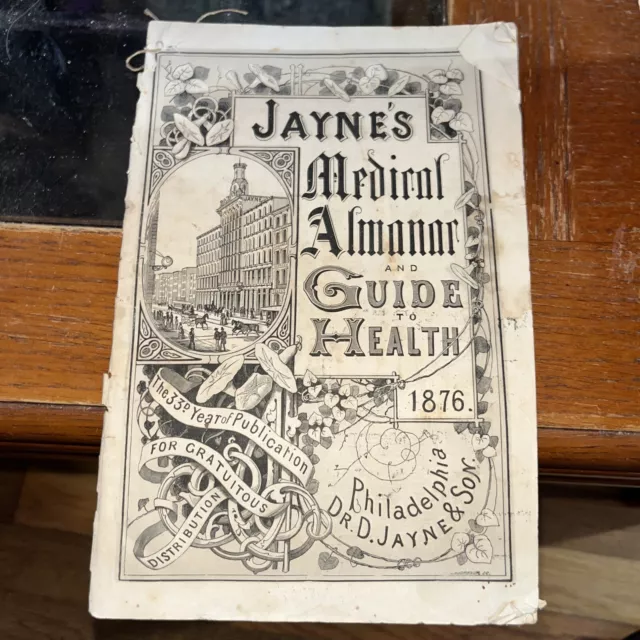Antique Dr. D. Jayne's 1876 Medical Almanac and Guide to Health Quack Medicine