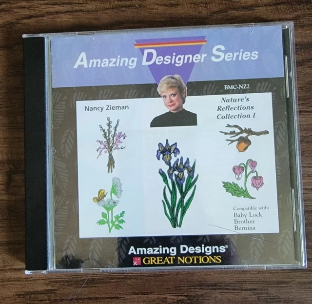Tarjeta de diseño de bordados Nature's Reflections para cerradura de bebé blanca Deco Brother