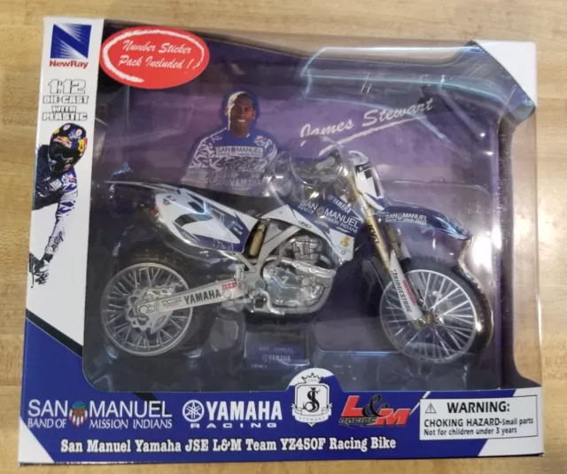 James Stewart San Manuel Yamaha YZ450F 1:12 Scale New Ray Toys
