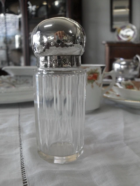 Antica Boccetta Da Toilette In Vetro E Argento Ep.800 Glass + Silver Lid Bottle