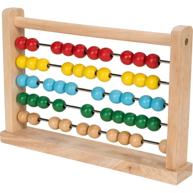 WOODEN ABACUS COUNTING Beads Number Frame Learning Maths Toy Made of ...