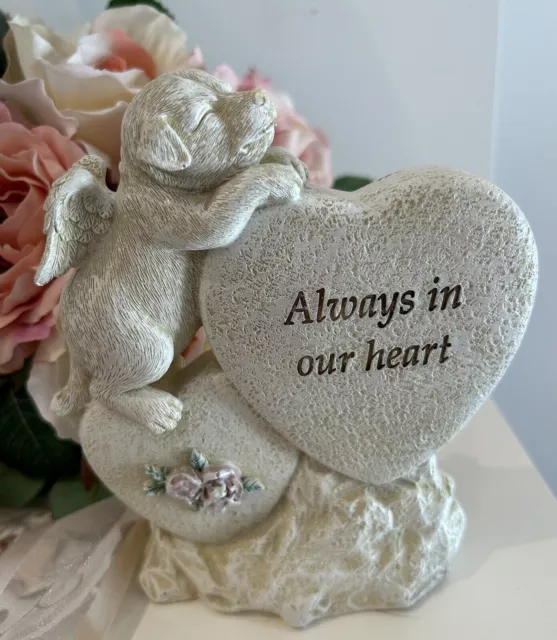 ~❤️~DOG MEMORIAL Sleeping Pet Heart wings Angel Statue Figurine ❤️