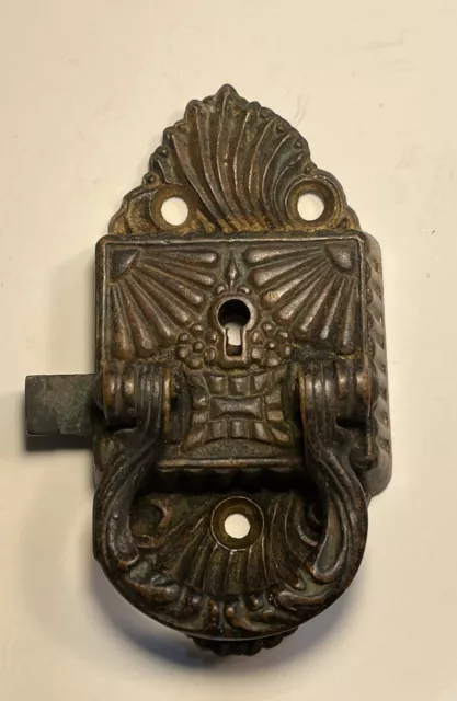 Antique Vintage Victorian Cast Brass Ice Box Cabinet Latch Lock  Restoration