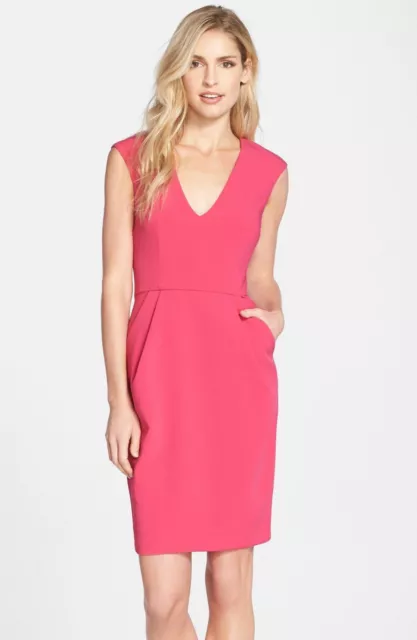 Clove Nordstrom Sheath Dress Size 4 Cap Sleeve Magenta Pink Mini $118 B62