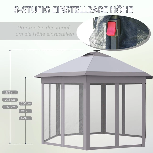 Pavillon Faltpavillon mit LED Solar Lichterkette USB 4,5 x 3,4 m Gartenpavillon