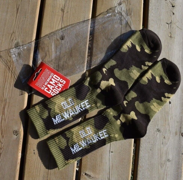 Old Milwaukee Beer Socks Camo New With Package One Size 1 Pair
