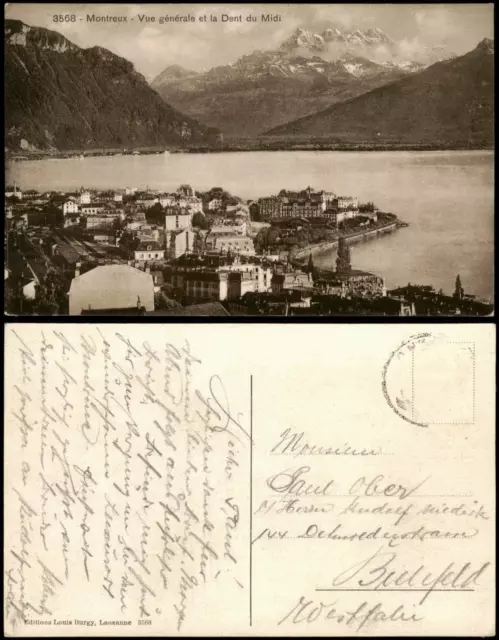 Ansichtskarte Montreux (Muchtern) Vue générale et la Dent du Midi 1915