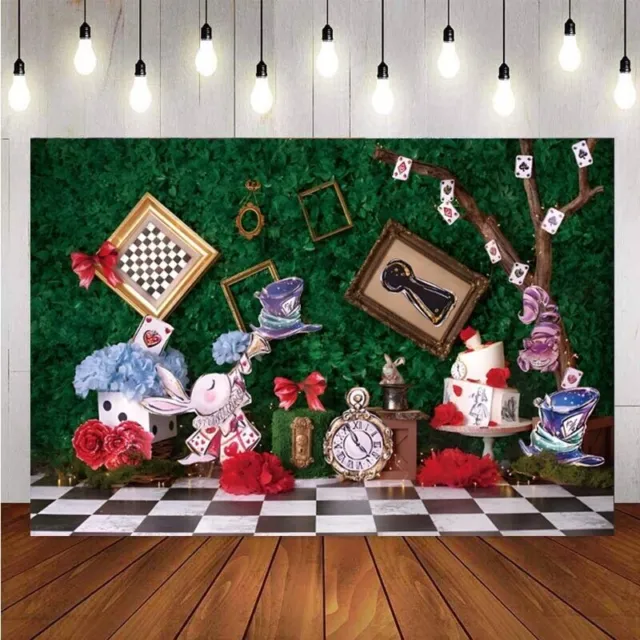 Alice In Wonderland Backdrop Kids Birthday Tea Party Photo Background Banner