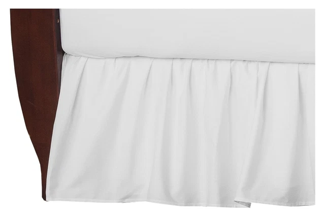 Ultra Soft Microfiber Ruffled Crib Skirt, White, for Boys and Girls