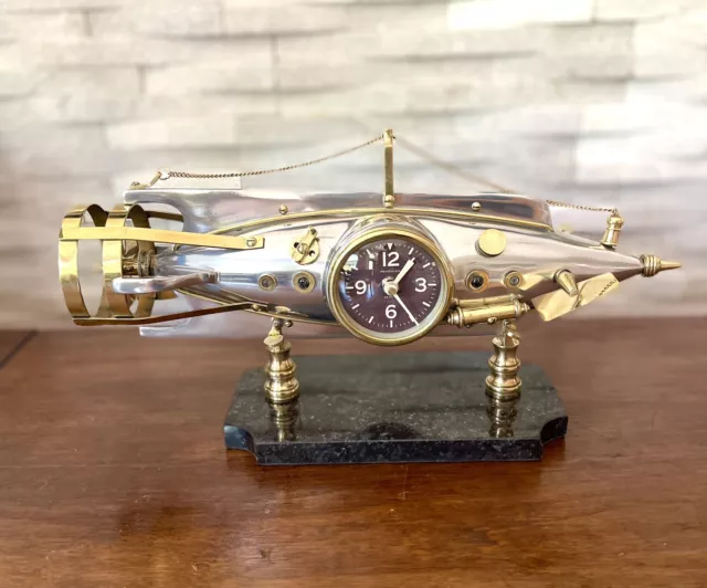 Rare Vintage Pendulux Nautilus Table Clock Aluminum & Solid Brass Retired Design