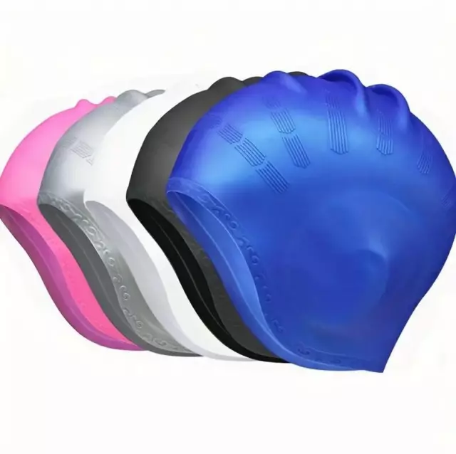 Silicone Non-Slip Swim Caps for Long Hair Waterproof Protect Ears Adults USA