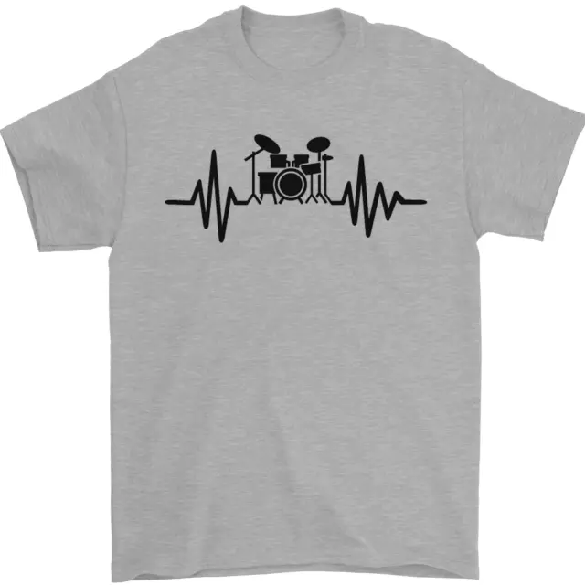 Drum Kit Pulse ECG Drummer Drumming Drum Mens T-Shirt 100% Cotton