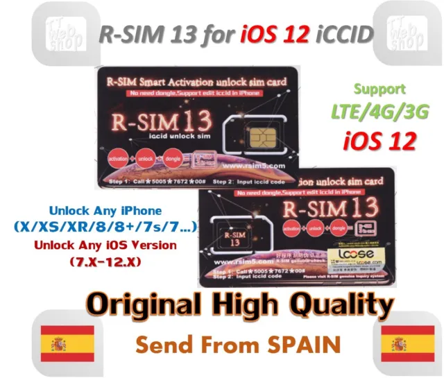 R-SIM13 Smart Activation Unlock SIM card iPhone XR/XS/X/8 iOS12.x RSIM R-SIM 13