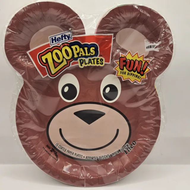 Sealed Hefty Zoo Pals 15 Pack Coated Paper Plates 2023 Edition - NEW