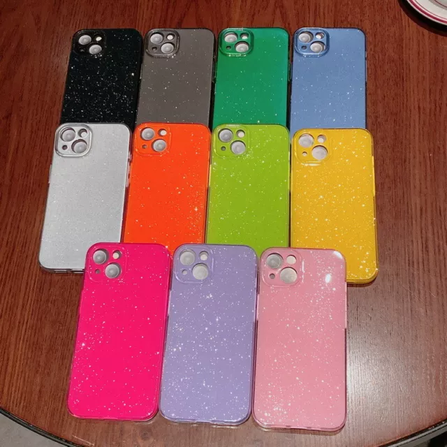 For iPhone 15 14 Pro Max 13 12 11 Glitter Bling Candy Color TPU Soft Case Cover 2