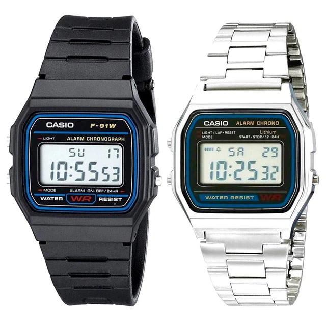 orologio casio f-91w per uomo digitale a158wa acciaio vintage da donna nero 2 X