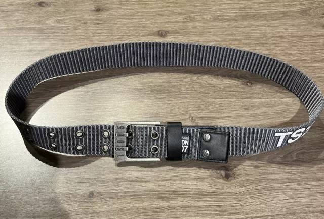 Mens Grey Twisted Soul Belt Buckled Medium VGC