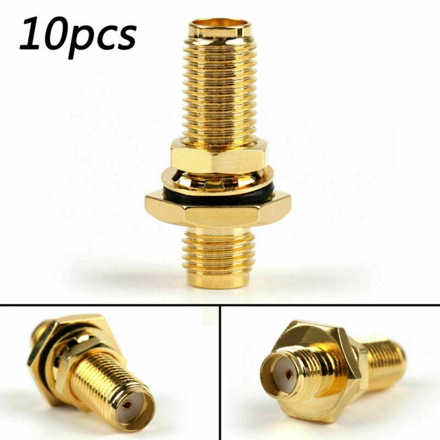10x Adapter SMA Female Jack RP.SMA Bulkhead Panel Mount O-Ring Connettore F/F