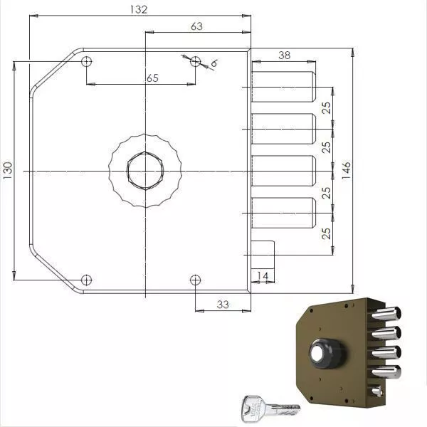 CR Serrure de sécurité simple Pompe gauche 3050 MC 3838923805733