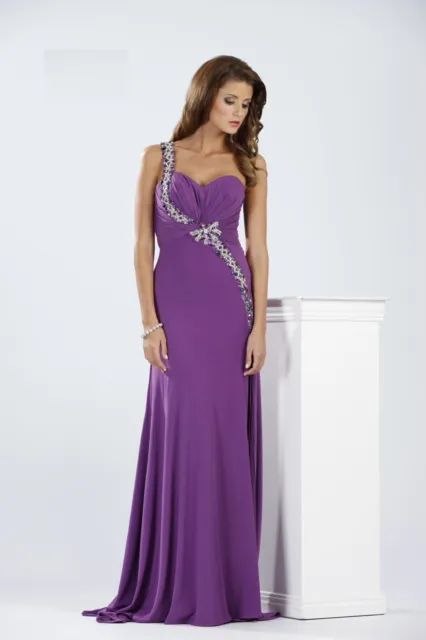 Terani Couture One Shoulder Open Back Formal Full Length Gown Size 6 Purple