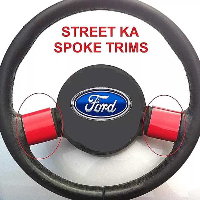 Ford Streetka Steering Wheel Spoke Trims (2003-05)- Sporty Gloss Red Wraps