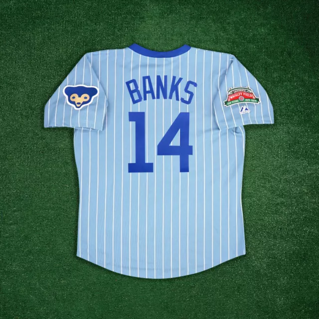 Ernie Banks Chicago Cubs Men's 1970's Wrigley 100th Blue Away Cooperstown Jersey