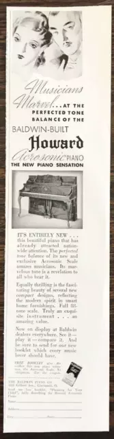 1936 Baldwin Built Howard Acrosonic Piano Print Ad Musicians Marvel