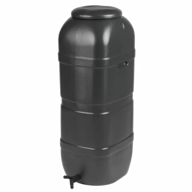 Slimline Water Butt 100L Black Space Saving Freestanding Garden Water But & Tap