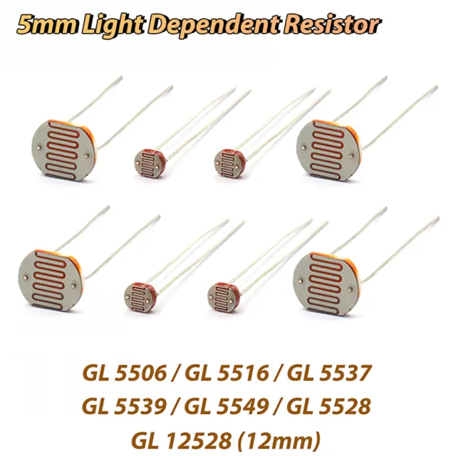 Resistore dipendente dalla luce 5 mm LDR. Optoresistor fotoresistor LDR 6 tipi