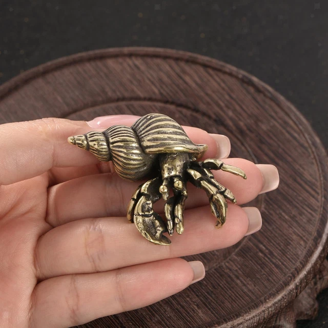 Statuette Miniature De Crabe En Laiton Bronze - Dimensions 6,5 X 6 Cm, Couleur Dorée - Neuf Sous Emballage