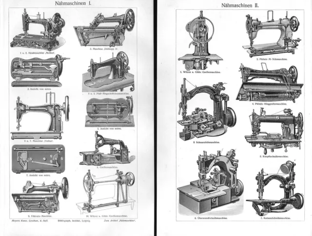 Nähmaschinen I+II Veritas Pfaff Viktoria Phönix Schneider nähen  Stich v. 1908